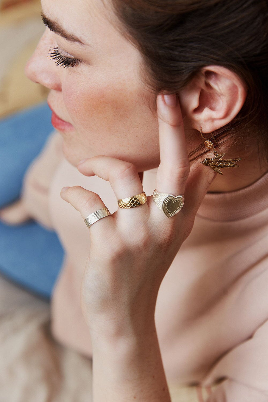 Bague Ecaille ronde vermeil BAGUE ombre claire 