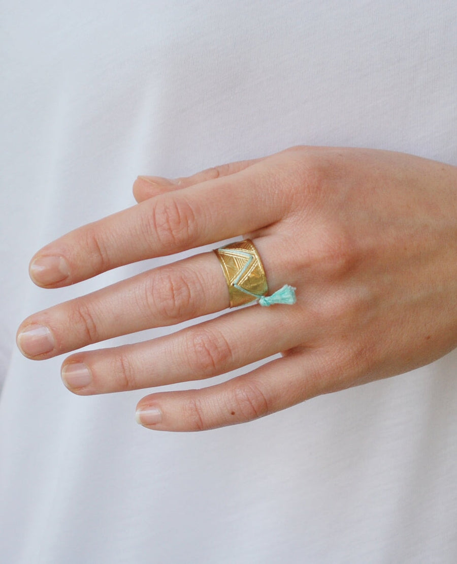 Bague Large Brodée vermeil BAGUE ombre claire 