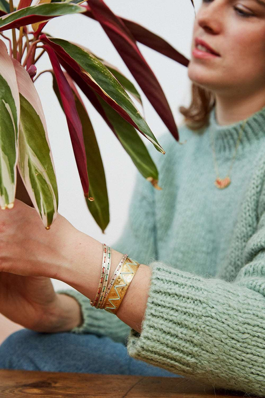 Bracelet fin brodé vermeil BRACELET ombre claire 