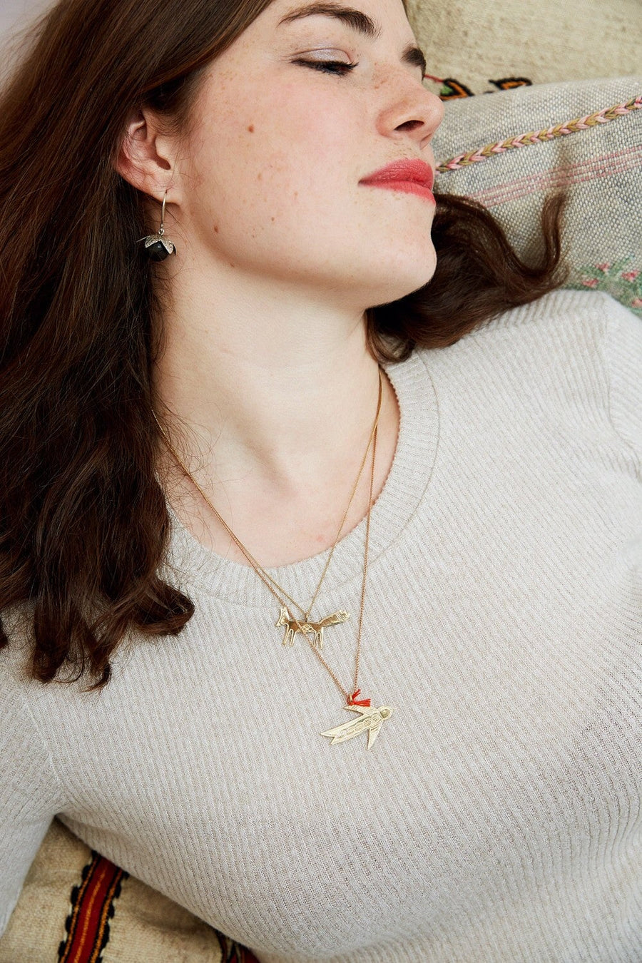 Sautoir Pendentif Hirondelle COLLIER ombre claire 